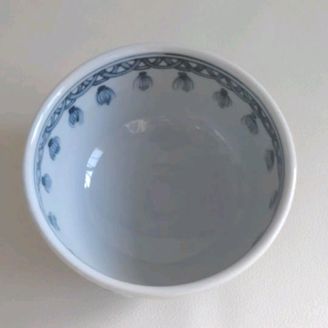 茶道具　鹿背山焼　楽土窯　福田翔作　山水染付　茶碗　共箱