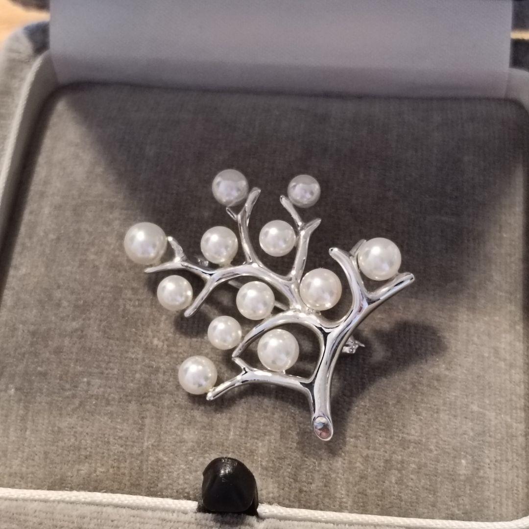 ミキモト 幸福の木 シルバー ブローチ 箱付き 極美品】ミキモト 幸福の