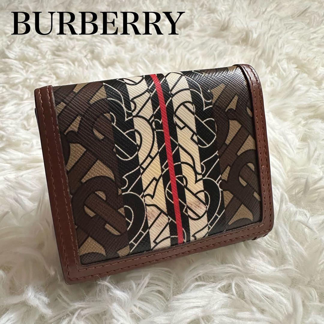 美品✨バーバリーBurberry TBモノグラム三つ折り財布