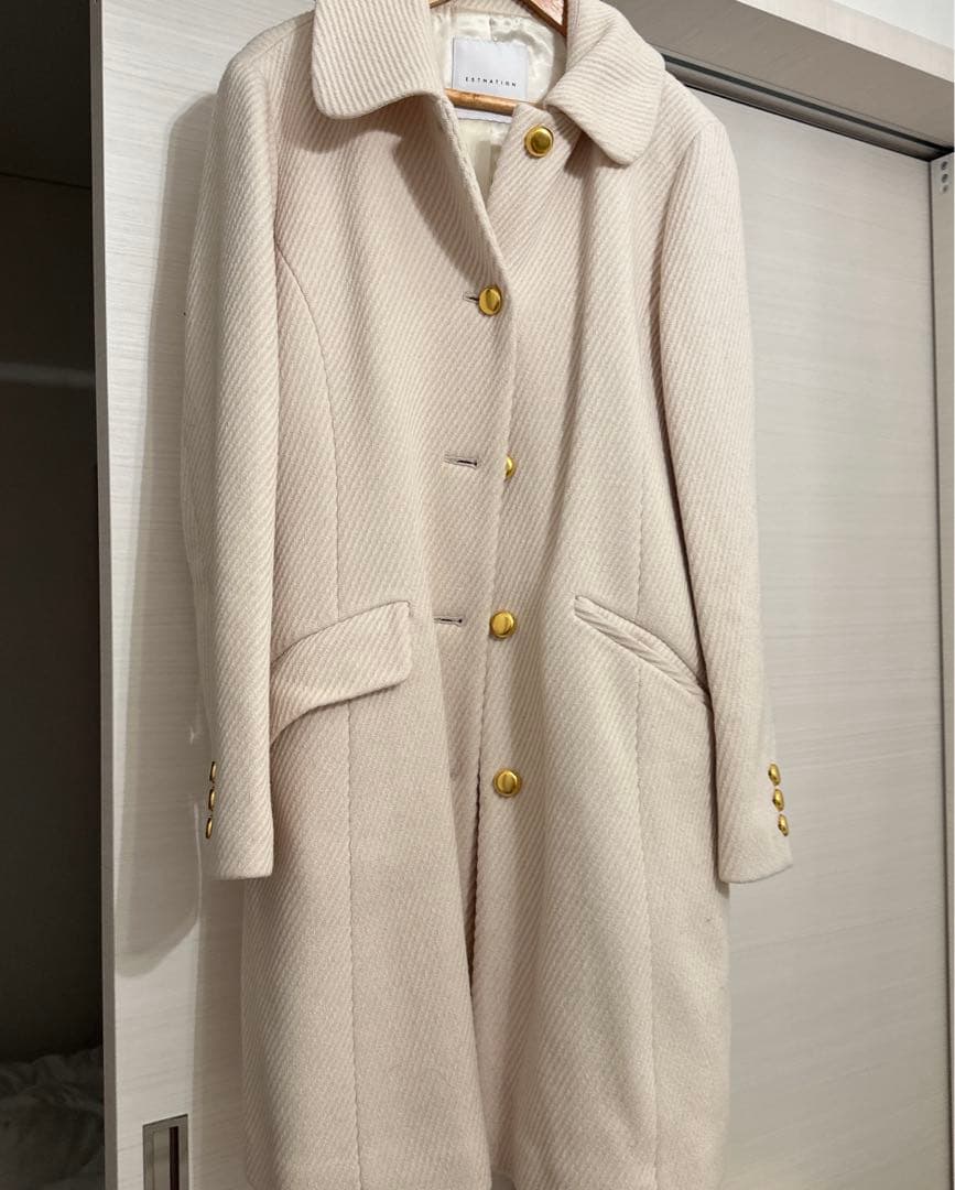 ESTNATION】 ステンカラーコート ベージュアイボリー 【美品】