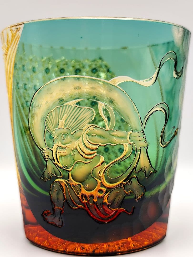 未使用美品☆但野英芳 江戸切子 『風神』ロックグラス（切子 江戸切子