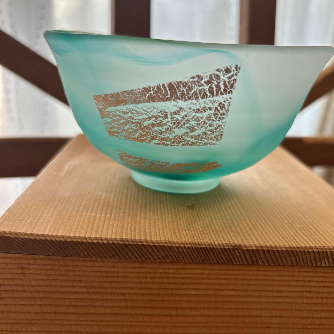作家 ガラス作家 抹茶椀 茶道 金箔 マーブル模様 ヴァイオリン香合