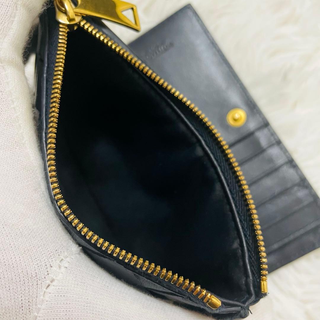 極美✨ボッテガヴェネタ 二つ折り財布 イントレ レザー ネイビー