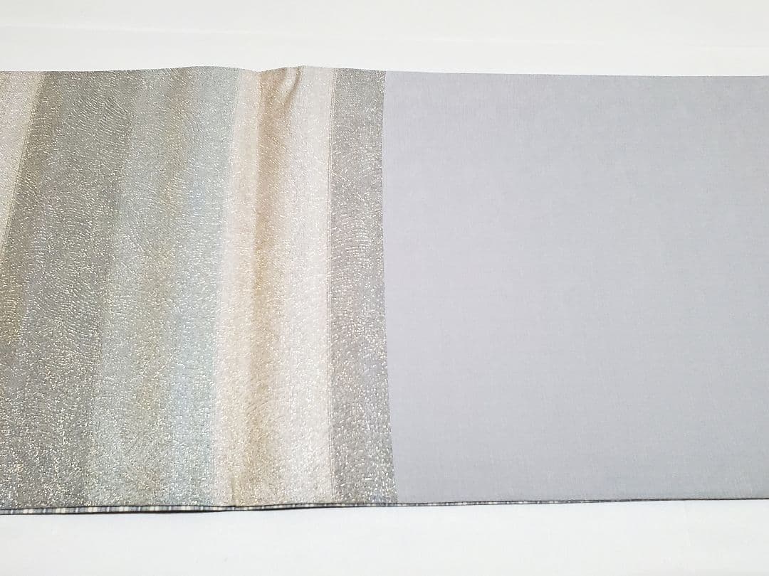 C 美品 西陣織 横縞に波 金糸 六通 正絹 セミフォーマル 袋帯の通販は