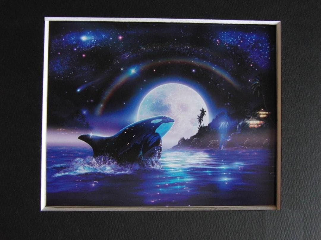 クリスチャン・ラッセン、【オルカムーン3】、希少な額装用画集より、状態良好