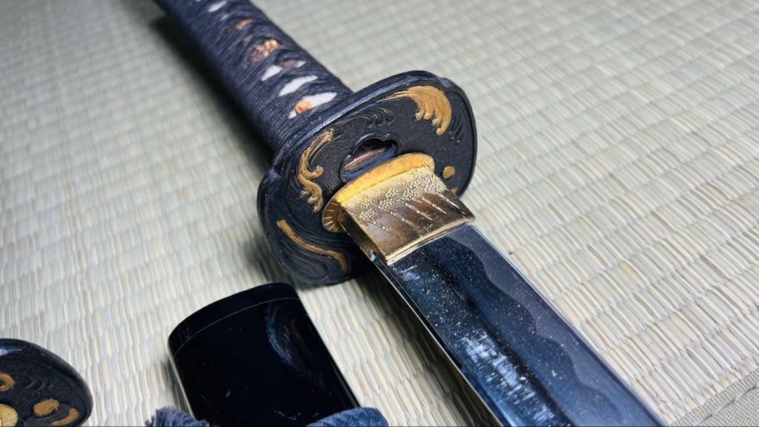 模造刀 大小2振りセット 螺鈿桜花 雲龍拵え 大切っ先 三本杉 250617-5