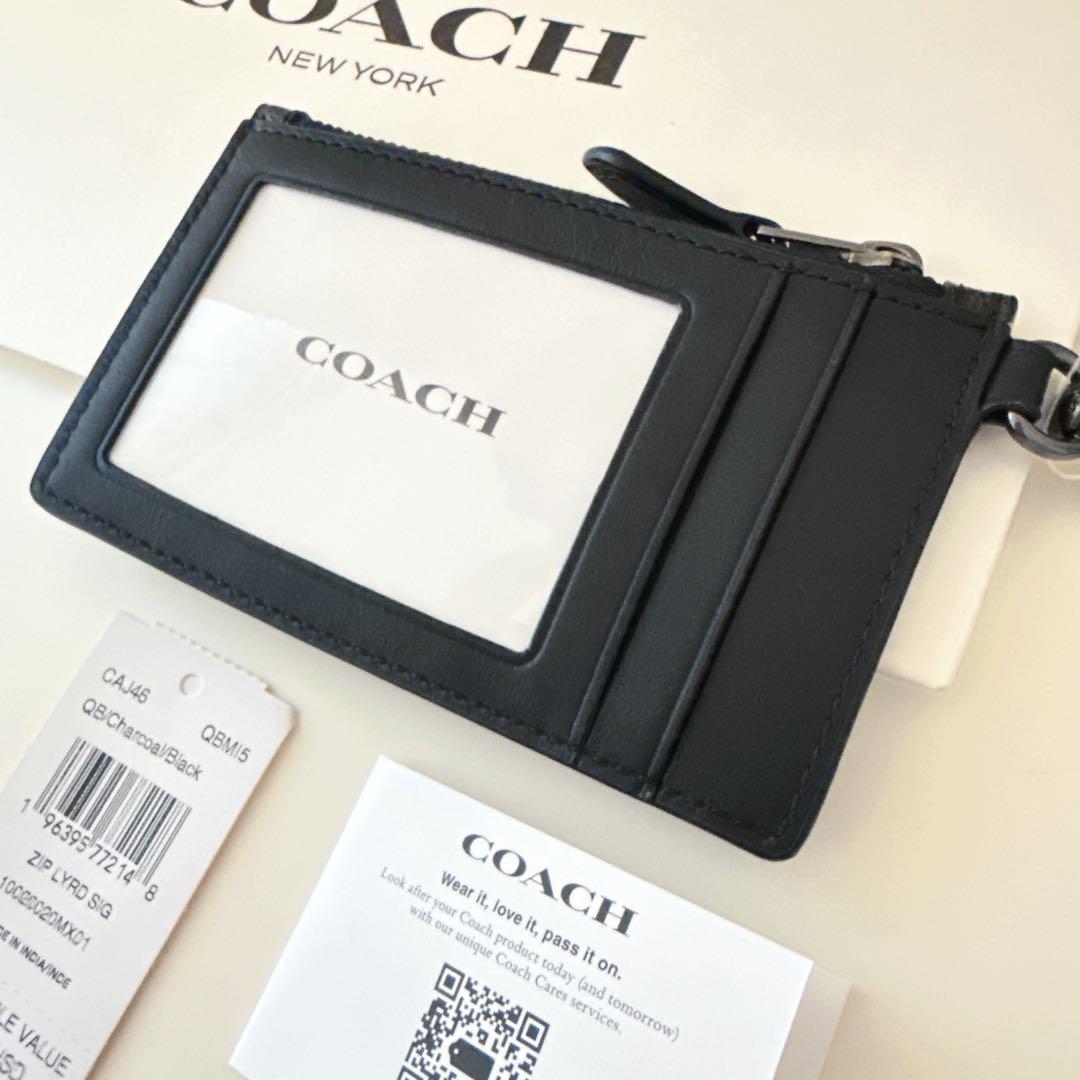 COACH コーチ　ネックストラップ付き　カードケース　パスケース　小銭入れ財布