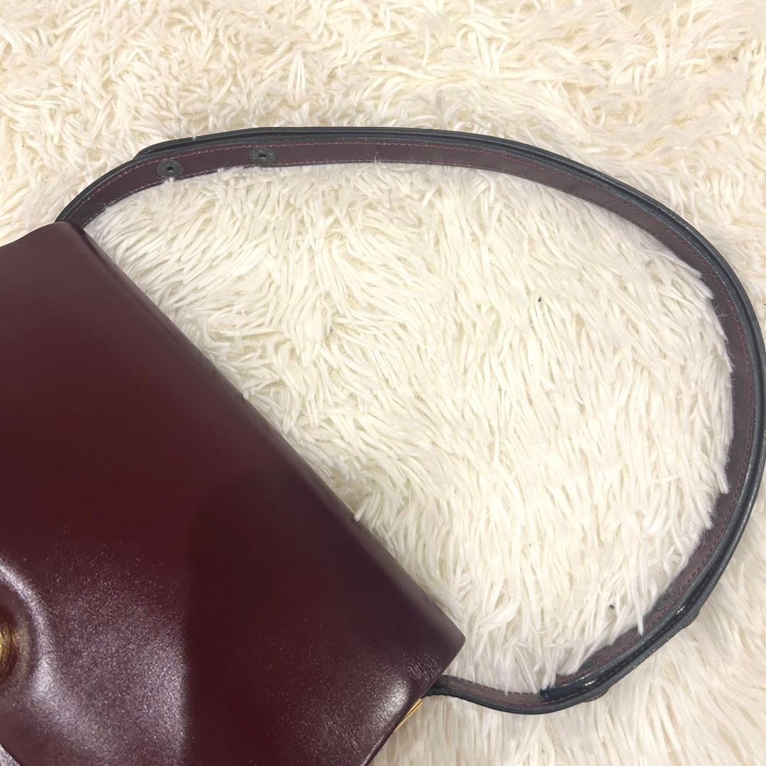 モラビト ワンショルダーバッグ レザー ボルドー ハンドバッグ ゴールド金具