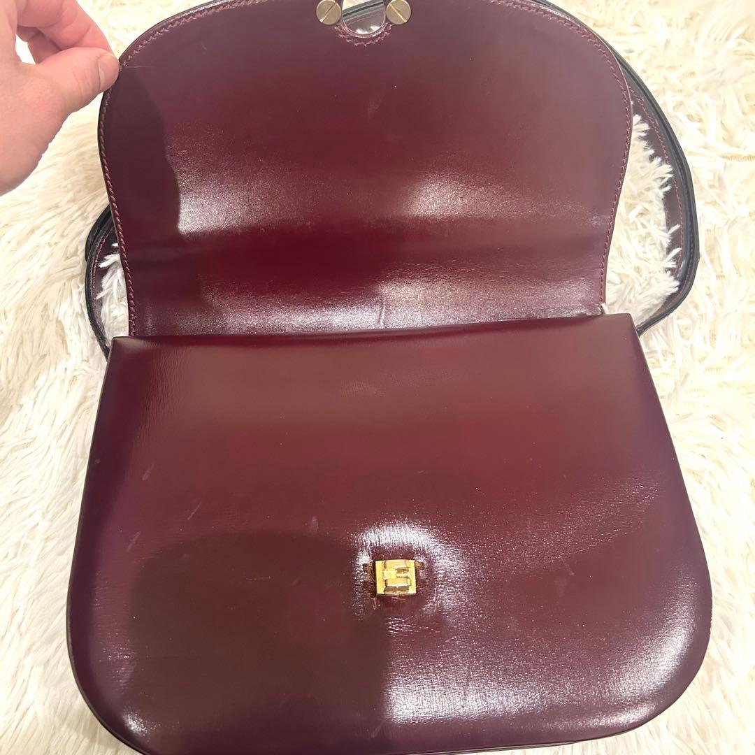 モラビト ワンショルダーバッグ レザー ボルドー ハンドバッグ ゴールド金具