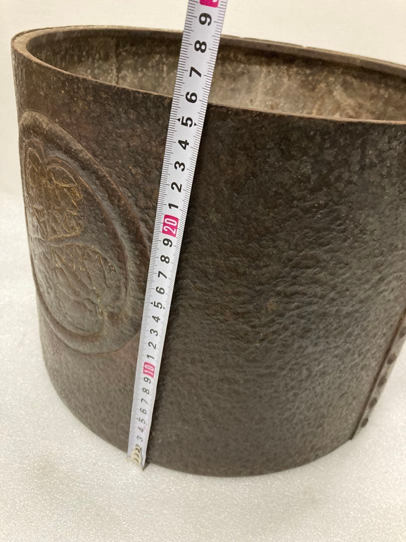 K)希少 時代物 レトロ 金塗り 火鉢 炭盆 鉄製 金属工芸 骨董品 古美術