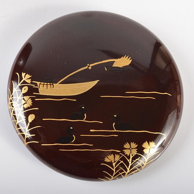 茶道具　塗師　千穂造　井伊大老好　撫子に鵜飼蒔絵　金林寺棗　共箱　V　R6487