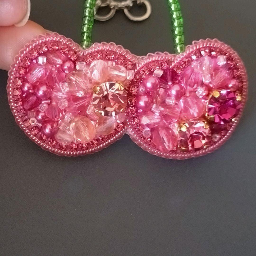 ☆ちぃ☆ピンクのさくらんぼ・イニシャルМ・イニシャルC バックチャーム