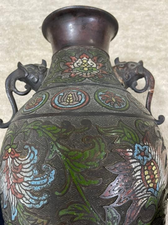 中国古美術 七宝焼壺 花瓶 古銅製 アンティーク 骨董品 中国古美術 明時代