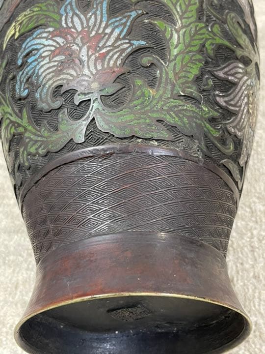 中国古美術 七宝焼壺 花瓶 古銅製 アンティーク 骨董品 中国古美術