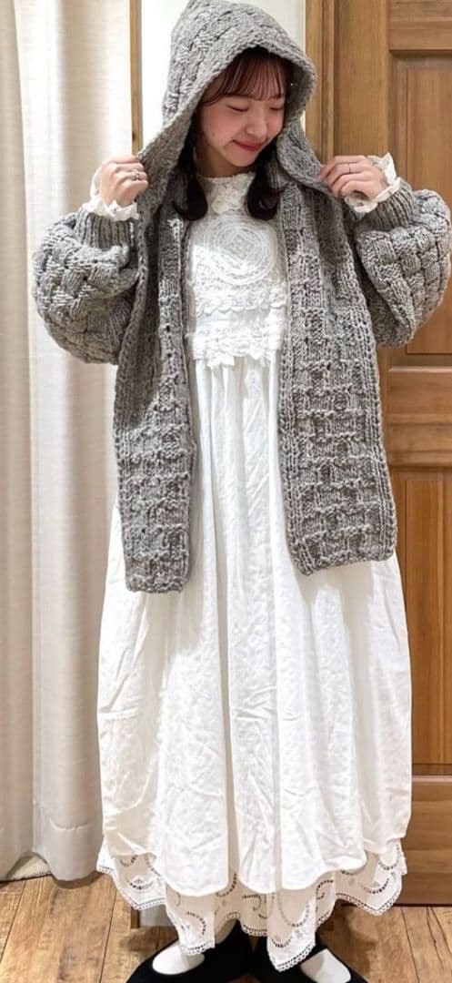 ツハルTSUHARU【ペルーニット】柄編みバラクラバ新品グレー 今季完売