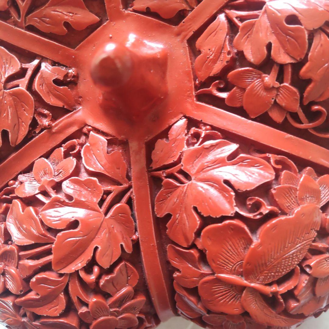 堆朱 中国美術工芸品 伝統美術蓋物小箱 中国美術 堆朱 刻 林行