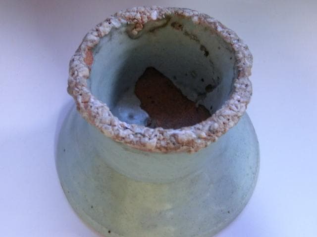 盃台□古い青磁 砂高台 酒器 古玩 唐物 中国 古美術 時代物