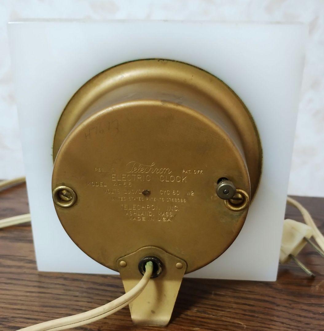 ヴィンテージ テレクロン電気時計 ホワイトオニキス大理石 アール