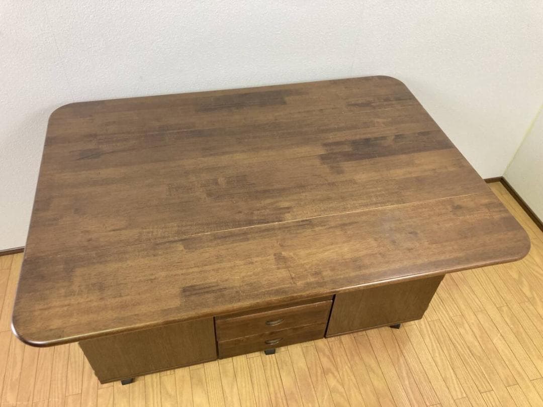 バタフライ型 収納テーブル キャスター ダイニングテーブル 4人掛け 四人掛け