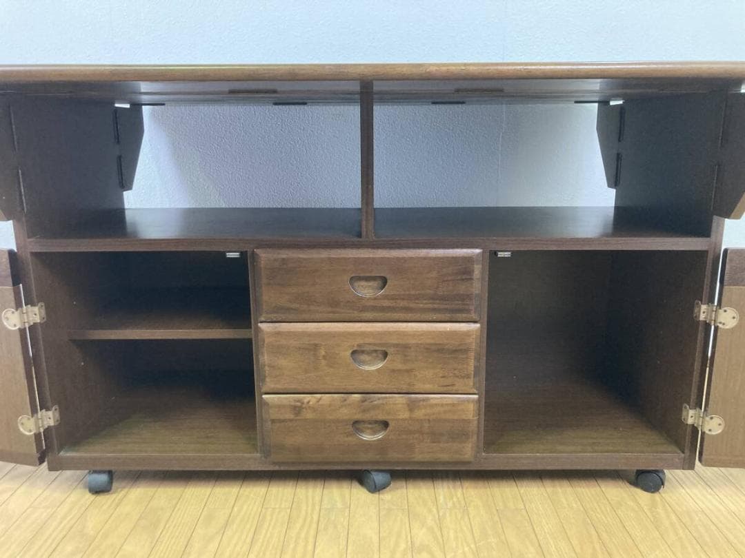 バタフライ型 収納テーブル キャスター ダイニングテーブル 4人掛け 四人掛け