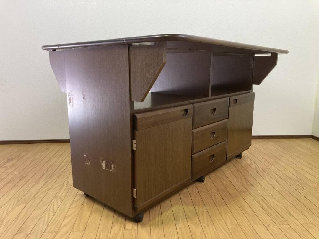 バタフライ型 収納テーブル キャスター ダイニングテーブル 4人掛け 四人掛け