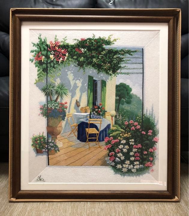 本物 ベトナム刺繍絵 Mr.NGUYEN QUOC SU 額付き ベトナム刺繍絵 Mr