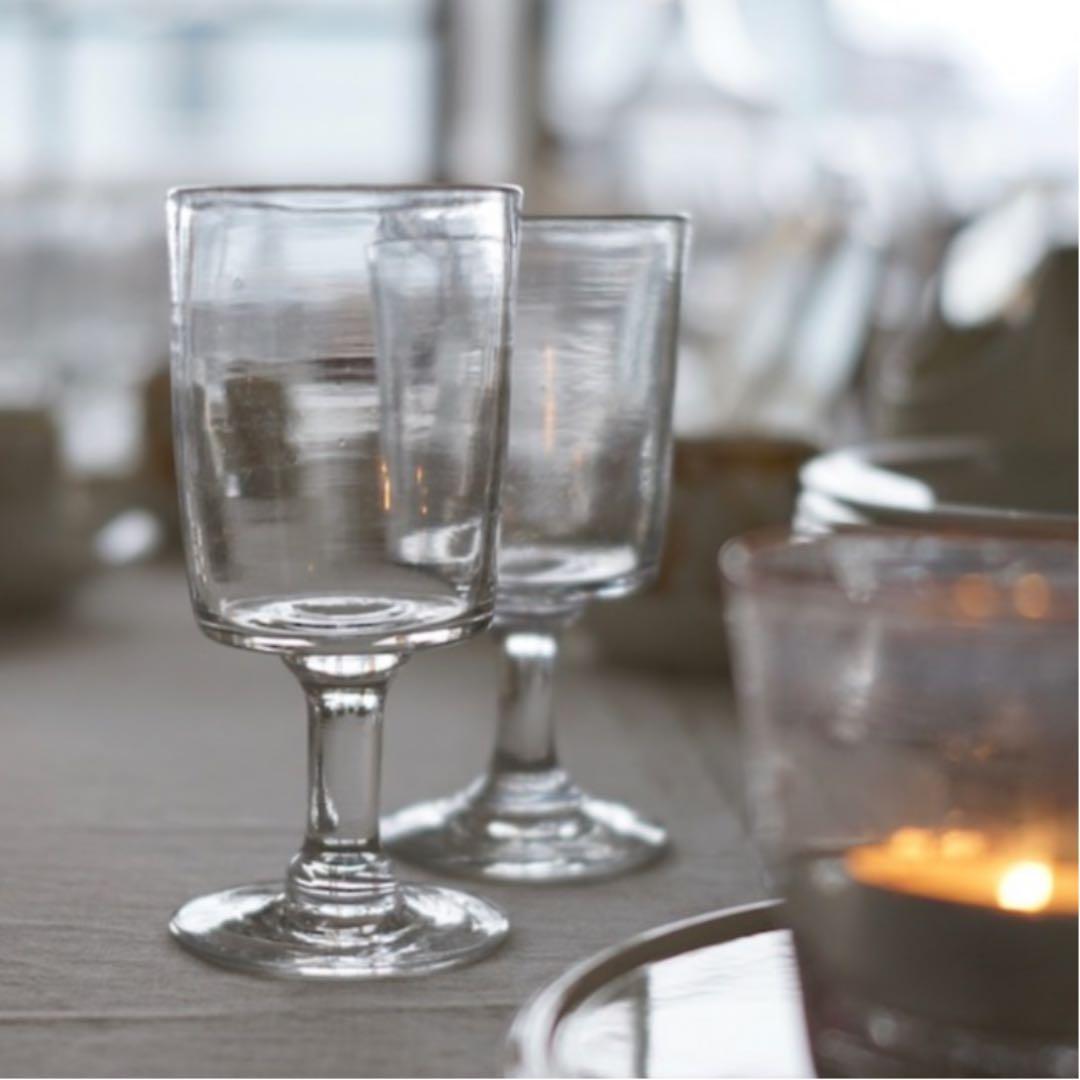 フランスアンティーク 吹きガラスのワイングラス1客 手吹きガラスの筒型のビストログラス / 19世紀・フランス A-7