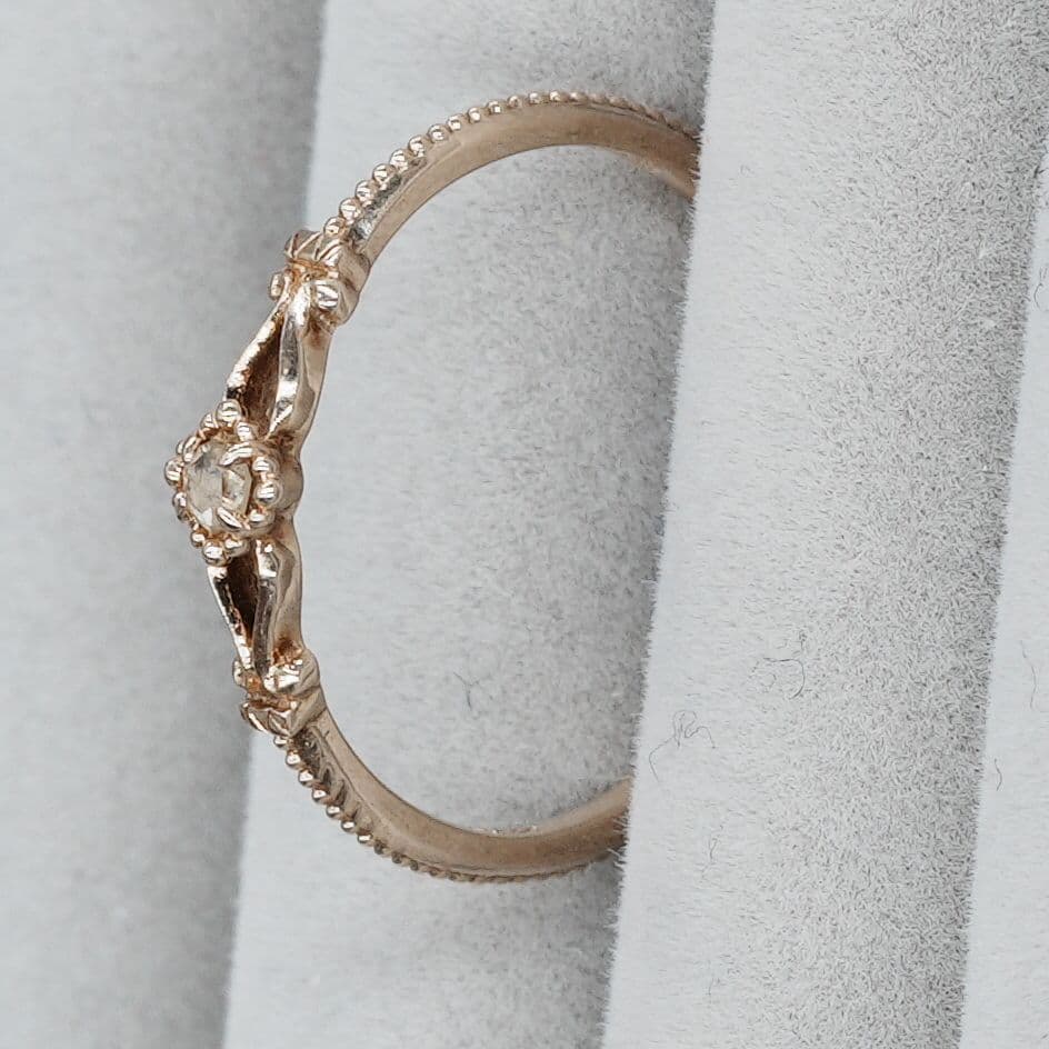 agete K10 ダイヤ リング アンティーク調