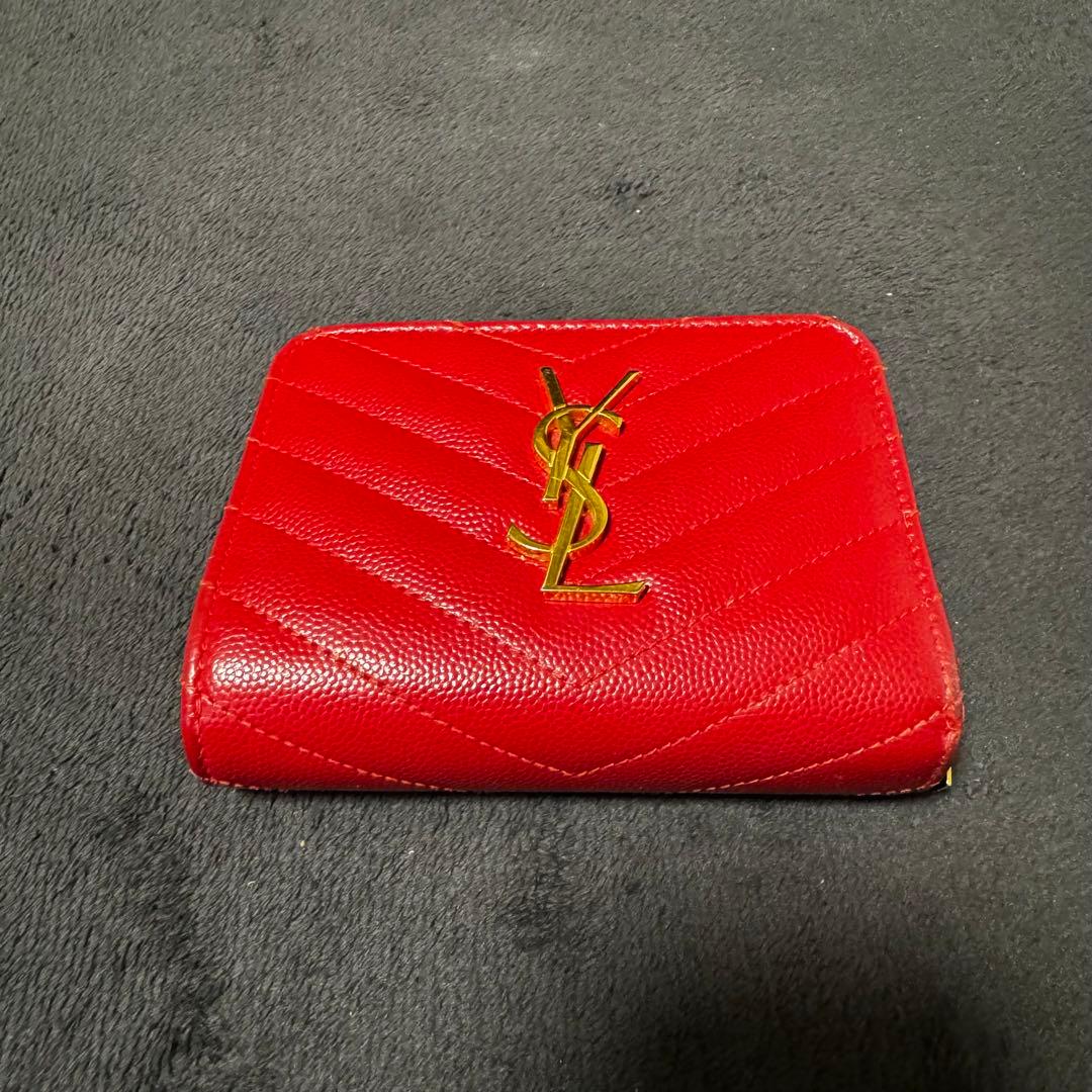 Saint Laurent 二つ折り財布 赤 Yves Saint Laurent イヴ・サン