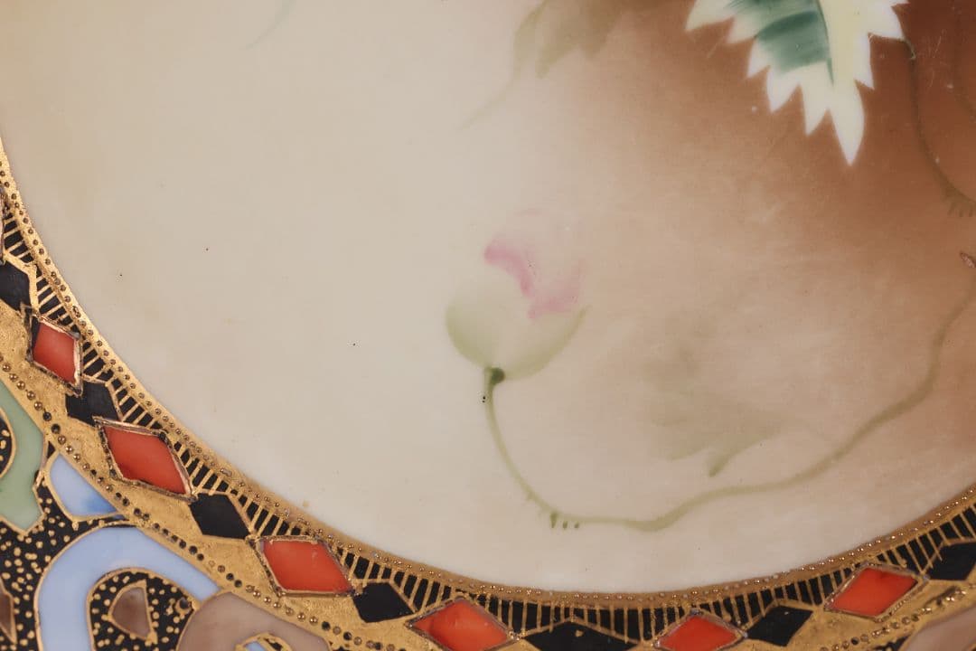 【CM289】オールドノリタケ 花図 プレート 26.5cm 明治 皿 陶磁器