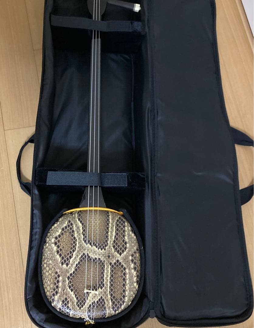 沖縄三線　蛇本革　ケース付き