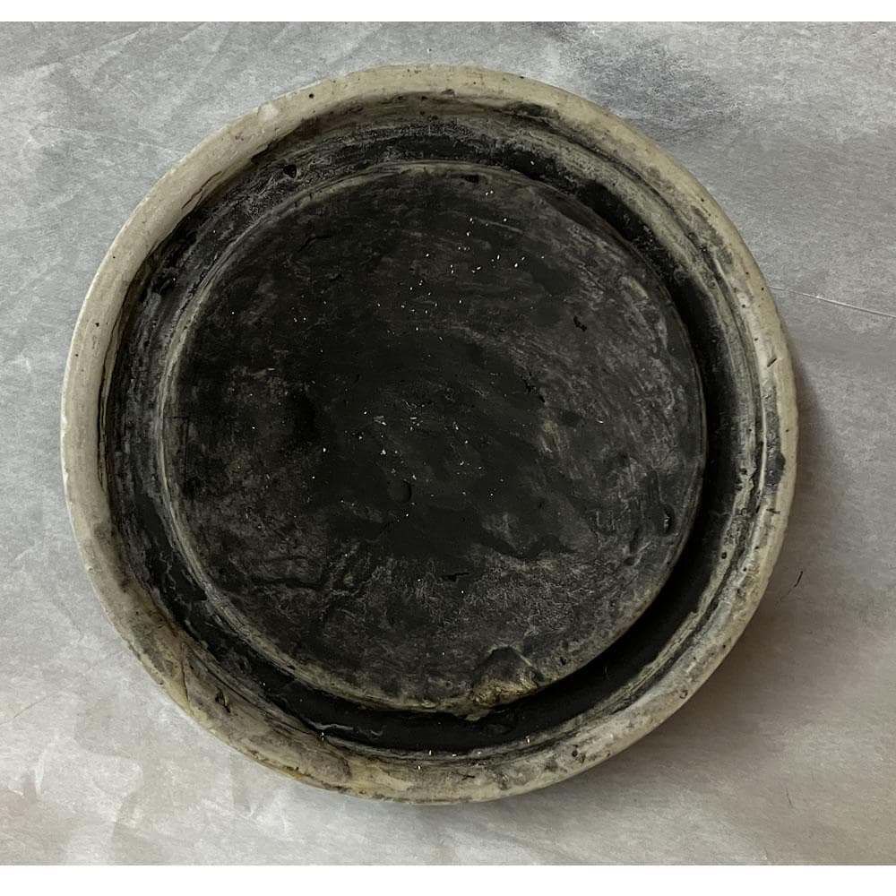 y051 陶硯 染付 唐子図 硯 巾11.5cm 茶道具 書道具 中国古