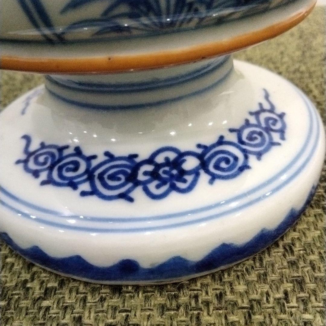 Ⅿ260-4 江戸時代 古伊万里 染付山水花弦文盃洗