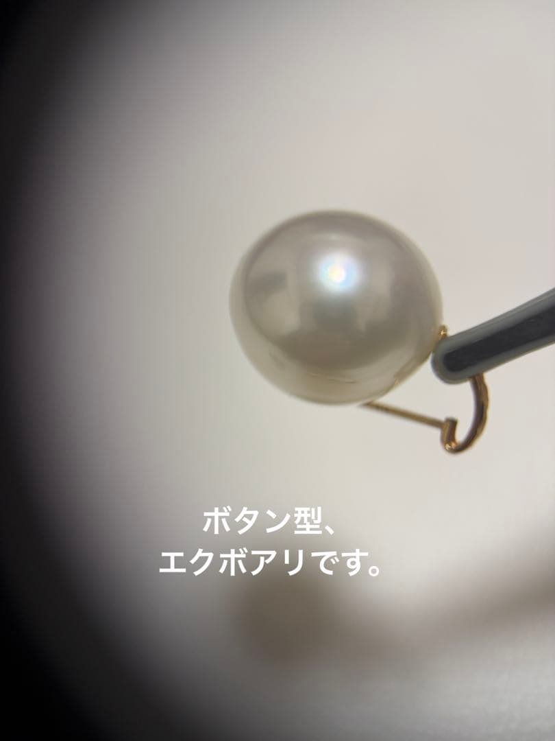南洋白蝶真珠パールピアス11mmシルバーカラーK14WG製 (M0114-4)K18YG