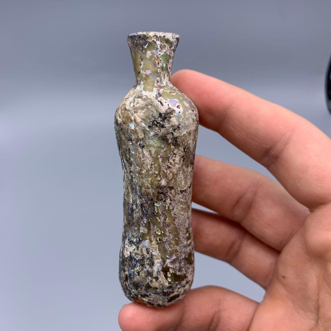 アフガニスタンの銀化ガラス/ローマンガラスボトル ローマングラス(銀