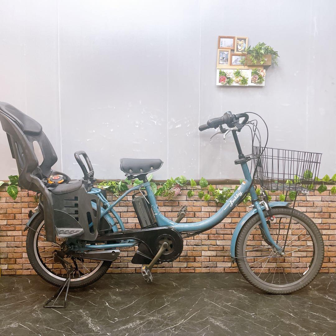 【28】電動自転車 前後子乗せ付きYAMAHA PAS Babby ブルーグレー