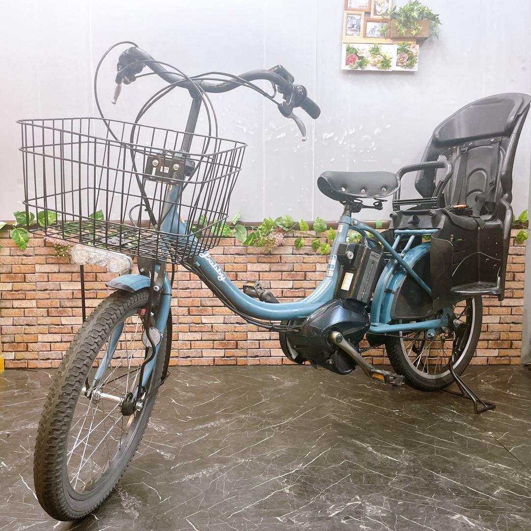 【28】電動自転車 前後子乗せ付きYAMAHA PAS Babby ブルーグレー