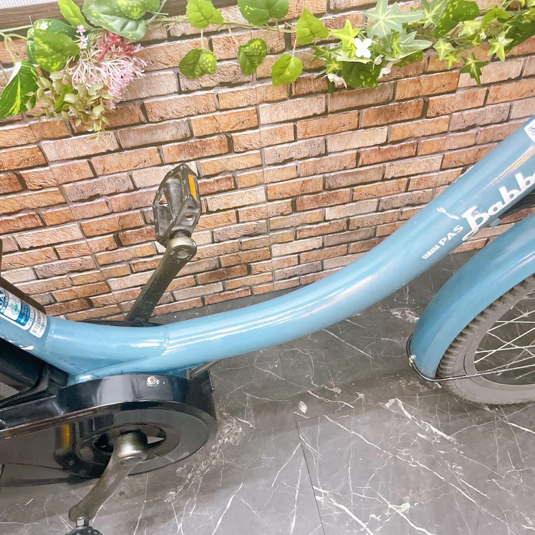 【28】電動自転車 前後子乗せ付きYAMAHA PAS Babby ブルーグレー