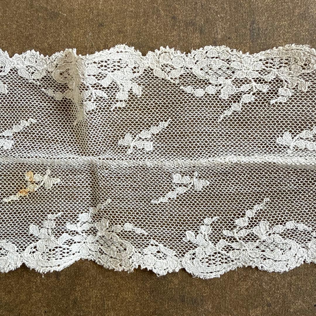 N-82フランスアンティークレース チュールレース 刺繍 - メルカリ