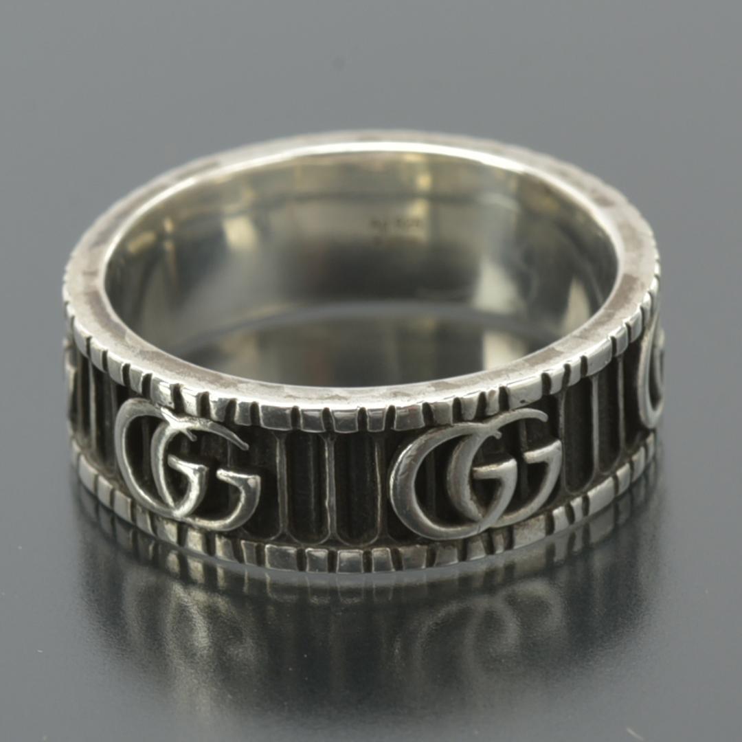 美品◇グッチ ダブルG ワイド リング 22号 SV925シルバー ブラック箱付