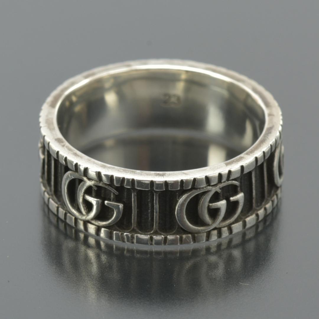 美品◇グッチ ダブルG ワイド リング 22号 SV925シルバー ブラック箱付