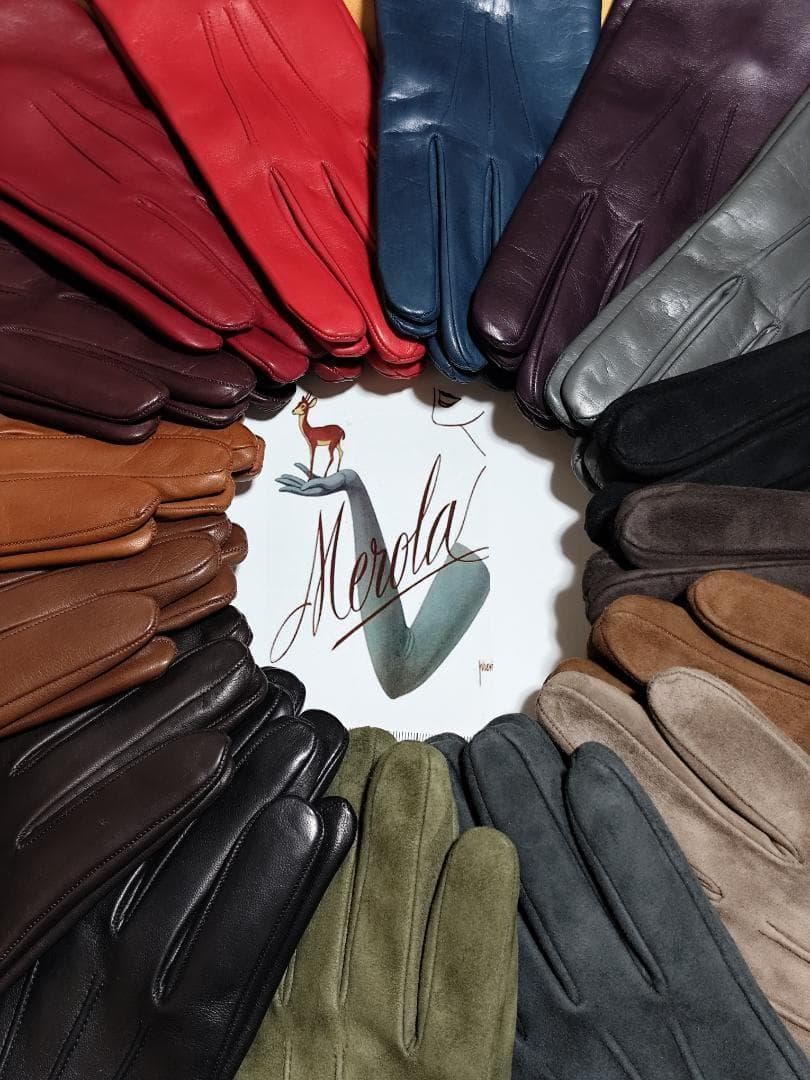 値下げ 一部完売 メローラ ナッパ焦茶 カシミア黒 革手袋グローブ