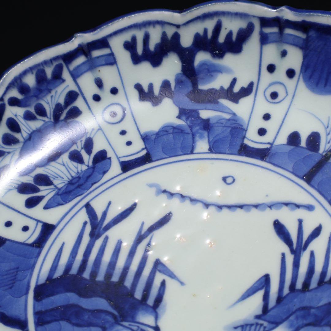 伊万里染付花鳥図七寸皿　∅21㎝　骨董　古伊万里　R0027w3B3