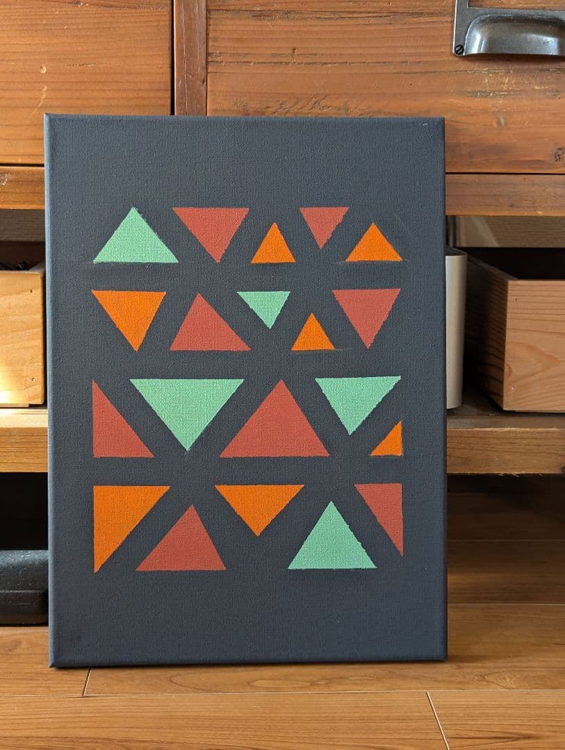 アートパネル インテリア アクリル画 キャンバス 幾何学模様 オレンジ