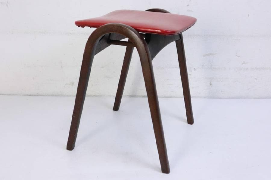 秋田木工 IDC大塚 No.202 剣持勇 スタッキングスツール 赤 PVC 2