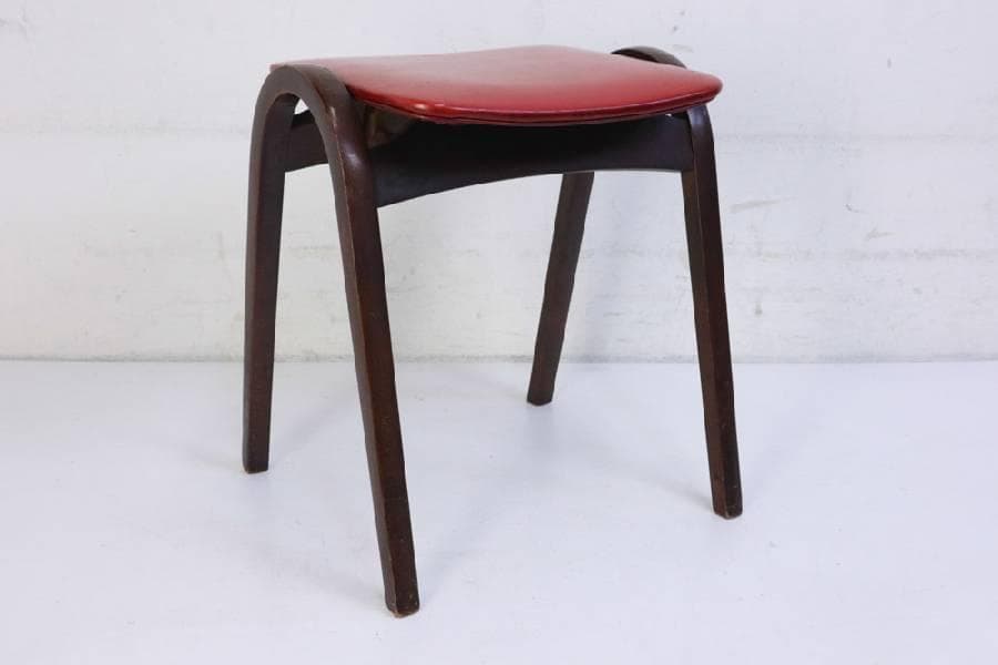 秋田木工 IDC大塚 No.202 剣持勇 スタッキングスツール 赤 PVC 2