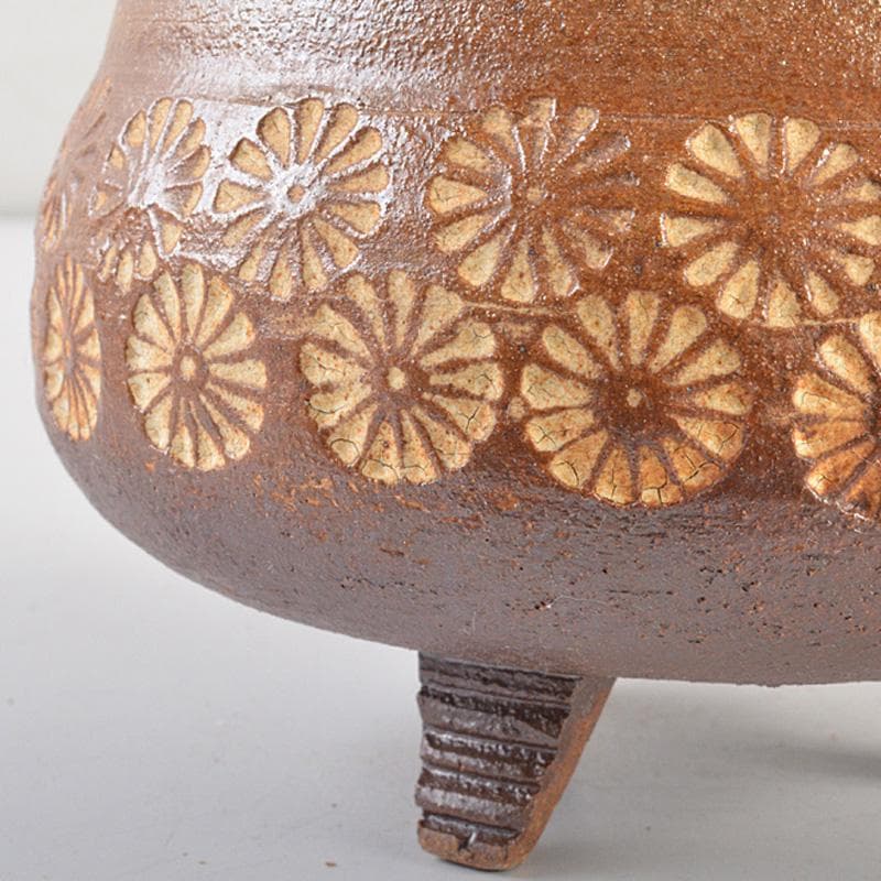 肥前 くろかみ窯 小野竹春作 花文 香炉 共箱 C R7327 - メルカリ