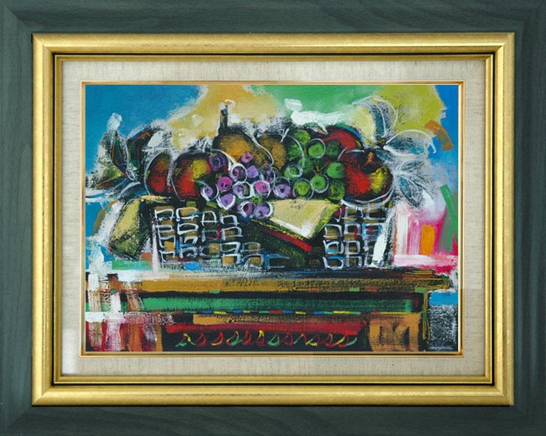 油絵 菅家令子 絵 絵画 インテリア uF6-120109 静物 果物