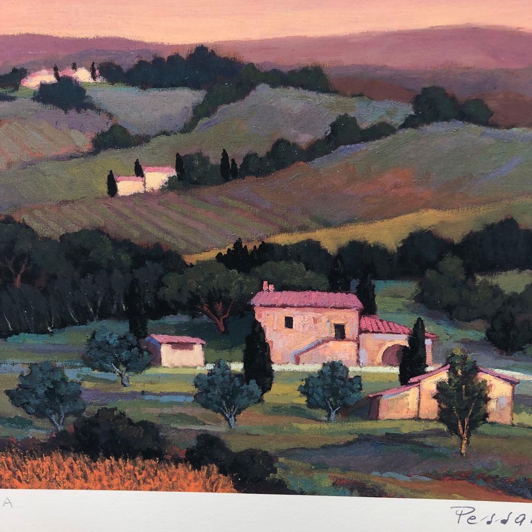 ペッサーニ 「トスカーナの夕映え」 版画(ジクレー) シート 額縁無し