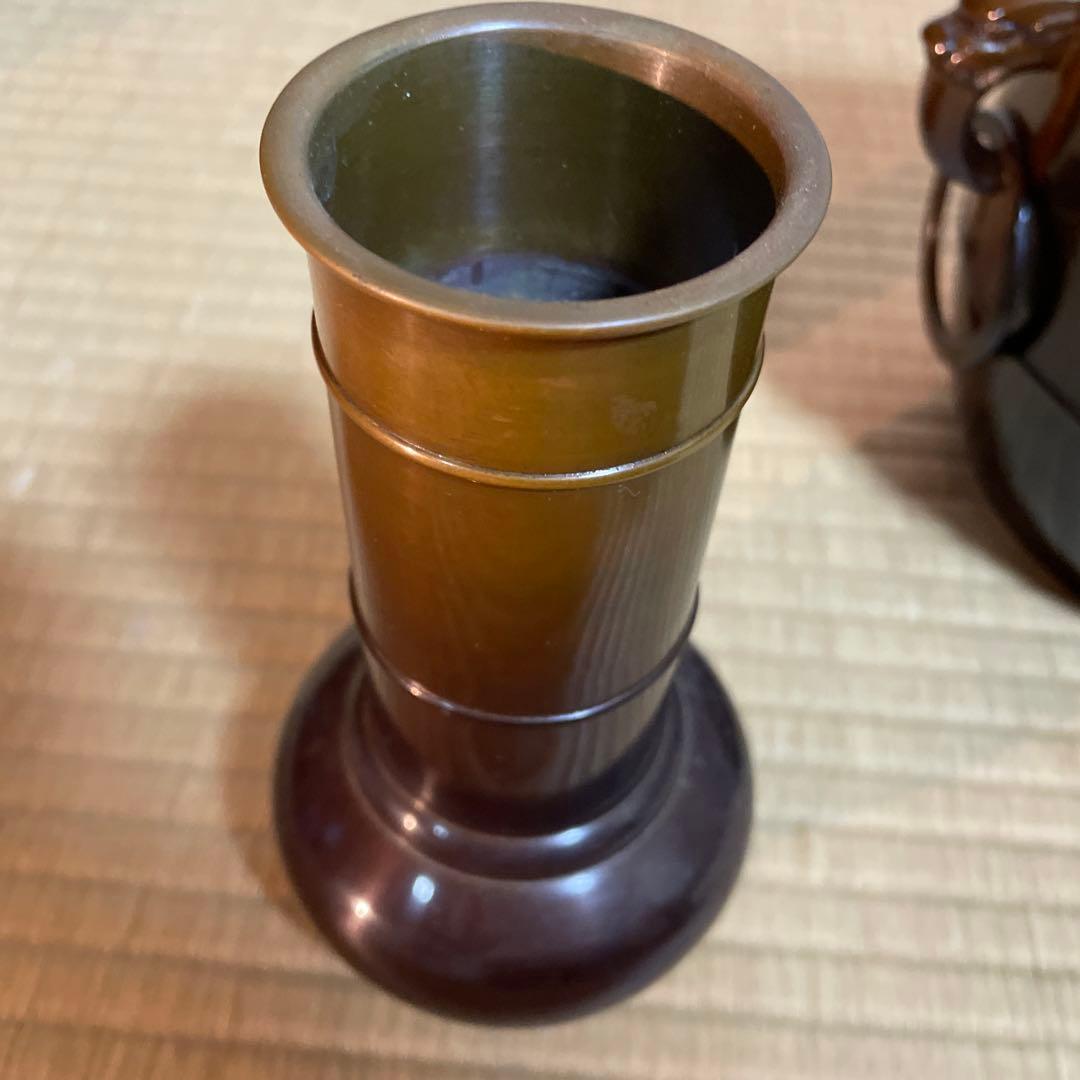 茶道唐銅皆具鬼面鎌付藤井宗喜 造 一式 茶道具 共箱